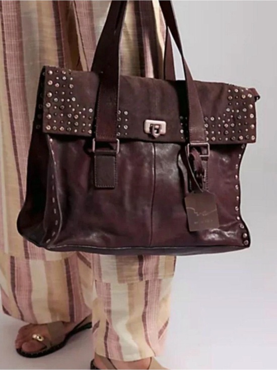 We The Free Handbags - Free people We The free Studded Dark Brown Leather Tote Bag NWT $298